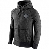 MEN'S PITTSBURGH STEELERS NIKE HEATHER GREY GRIDIRON GREY FULL-ZIP HOODIE LanTian,baseball caps,new era cap wholesale,wholesale hats