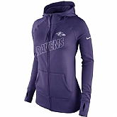 WOMEN BALTIMORE RAVENS NIKE PURPLE STADIUM GAME DAY KO FULL ZIP PERFORMANCE HOODIE - LanTian,baseball caps,new era cap wholesale,wholesale hats