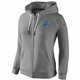 WOMEN DETROIT LIONS GRAY STADIUM RALLY FULL ZIP HOODIE - LanTian,baseball caps,new era cap wholesale,wholesale hats