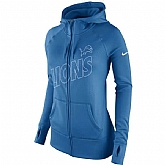 WOMEN DETROIT LIONS NIKE BLUE STADIUM GAME DAY KO FULL ZIP PERFORMANCE HOODIE - LanTian,baseball caps,new era cap wholesale,wholesale hats