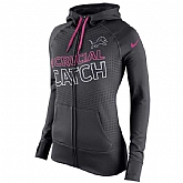 WOMEN DETROIT LIONS NIKE CHARCOAL BREAST CANCER AWARENESS KO FULL-ZIP PERFORMANCE HOODIE - LanTian,baseball caps,new era cap wholesale,wholesale hats