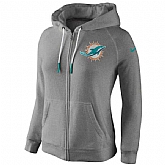 WOMEN MIAMI DOLPHINS GRAY STADIUM RALLY FULL ZIP HOODIE - LanTian,baseball caps,new era cap wholesale,wholesale hats
