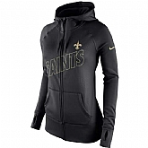 WOMEN NEW ORLEANS SAINTS NIKE BLACK STADIUM GAME DAY KO FULL ZIP PERFORMANCE HOODIE - LanTian,baseball caps,new era cap wholesale,wholesale hats