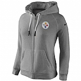 WOMEN PITTSBURGH STEELERS GRAY STADIUM RALLY FULL ZIP HOODIE - LanTian,baseball caps,new era cap wholesale,wholesale hats