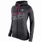 WOMEN SAN FRANCISCO 49ERS NIKE CHARCOAL BREAST CANCER AWARENESS KO FULL-ZIP PERFORMANCE HOODIE - LanTian,baseball caps,new era cap wholesale,wholesale hats