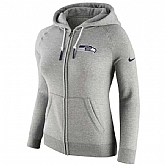 WOMEN SEATTLE SEAHAWKS GRAY STADIUM RALLY FULL ZIP HOODIE - LanTian,baseball caps,new era cap wholesale,wholesale hats