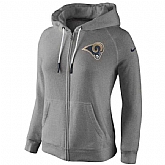 WOMEN ST. LOUIS RAMS GRAY STADIUM RALLY FULL ZIP HOODIE - LanTian,baseball caps,new era cap wholesale,wholesale hats