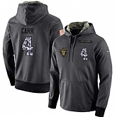 Glued Nike Oakland Raiders #4 Derek Carr Men's Anthracite Salute to Service Player Performance Hoodie,baseball caps,new era cap wholesale,wholesale hats