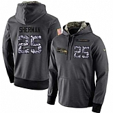 Glued Nike Seattle Seahawks #25 Richard Sherman Men's Anthracite Salute to Service Player Performance Hoodie,baseball caps,new era cap wholesale,wholesale hats