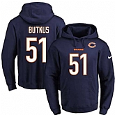 Printed Nike Chicago Bears #51 Dick Butkus Navy Name & Number Men's Pullover Hoodie,baseball caps,new era cap wholesale,wholesale hats