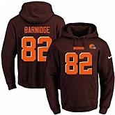Printed Nike Cleveland Browns #82 Garry Barnidge Brown Name & Number Men's Pullover Hoodie,baseball caps,new era cap wholesale,wholesale hats