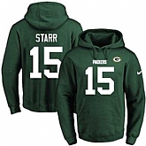Printed Nike Green Bay Packers #15 Bart Starr Green Name & Number Men's Pullover Hoodie,baseball caps,new era cap wholesale,wholesale hats