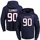Printed Nike Houston Texans #90 Jadeveon Clowney Navy Name & Number Men's Pullover Hoodie,baseball caps,new era cap wholesale,wholesale hats