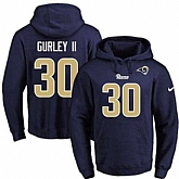 Printed Nike Los Angeles Rams #30 Todd Gurley II Navy Name & Number Men's Pullover Hoodie,baseball caps,new era cap wholesale,wholesale hats