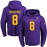 Printed Nike Minnesota Vikings #8 Sam Bradford Purple-Yellow Name & Number Men's Pullover Hoodie,baseball caps,new era cap wholesale,wholesale hats