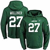 Printed Nike New York Jets #27 Dee Milliner Green Name & Number Men's Pullover Hoodie,baseball caps,new era cap wholesale,wholesale hats