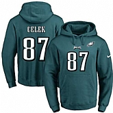 Printed Nike Philadelphia Eagles #87 Brent Celek Green Name & Number Men's Pullover Hoodie,baseball caps,new era cap wholesale,wholesale hats