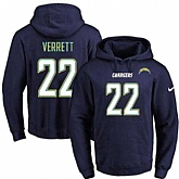 Printed Nike San Diego Chargers #22 Jason Verrett Dark Blue Name & Number Men's Pullover Hoodie,baseball caps,new era cap wholesale,wholesale hats