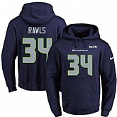 Printed Nike Seattle Seahawks #34 Thomas Rawls Navy Name & Number Men's Pullover Hoodie,baseball caps,new era cap wholesale,wholesale hats