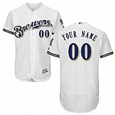 Customized Men's Milwaukee Brewers White Flexbase Jersey,baseball caps,new era cap wholesale,wholesale hats
