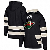 Customized Men's Minnesota Wild Black All Stitched Hooded Sweatshirt,baseball caps,new era cap wholesale,wholesale hats