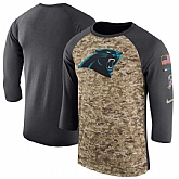 Men's Carolina Panthers Nike Camo Anthracite Salute to Service Sideline Legend Performance Three-Quarter Sleeve T-Shirt 90Hou,baseball caps,new era cap wholesale,wholesale hats