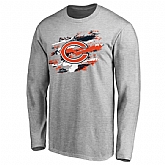 Men's Chicago Bears NFL Pro Line Ash True Colors Long Sleeve T-Shirt 90Hou,baseball caps,new era cap wholesale,wholesale hats