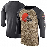 Men's Cleveland Browns Nike Camo Anthracite Salute to Service Sideline Legend Performance Three-Quarter Sleeve T-Shirt 90Hou,baseball caps,new era cap wholesale,wholesale hats