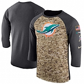Men's Miami Dolphins Nike Camo Anthracite Salute to Service Sideline Legend Performance Three-Quarter Sleeve T-Shirt 90Hou,baseball caps,new era cap wholesale,wholesale hats