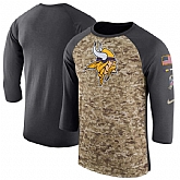 Men's Minnesota Vikings Nike Camo Anthracite Salute to Service Sideline Legend Performance Three-Quarter Sleeve T-Shirt 90Hou,baseball caps,new era cap wholesale,wholesale hats