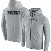 Men's Nike Dallas Cowboys Nike Ash Gridiron Gray 2.0 Full Zip Hoodie 90Hou,baseball caps,new era cap wholesale,wholesale hats