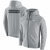 Men's Nike Denver Broncos Nike Ash Gridiron Gray 2.0 Full Zip Hoodie 90Hou,baseball caps,new era cap wholesale,wholesale hats