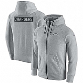 Men's Nike Los Angeles Chargers Nike Ash Gridiron Gray 2.0 Full Zip Hoodie 90Hou,baseball caps,new era cap wholesale,wholesale hats