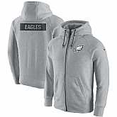 Men's Nike Philadelphia Eagles Nike Ash Gridiron Gray 2.0 Full Zip Hoodie 90Hou,baseball caps,new era cap wholesale,wholesale hats