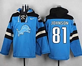 Detroit Lions #81 Calvin Johnson Blue Player Stitched Pullover NFL Hoodie,baseball caps,new era cap wholesale,wholesale hats