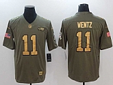 Nike Eagles #11 Carson Wentz Olive Gold Salute To Service Limited Jersey,baseball caps,new era cap wholesale,wholesale hats