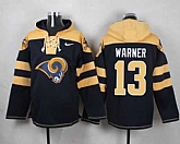 St. Louis Rams #13 Kurt Warner Navy Blue Player Stitched Pullover NFL Hoodie,baseball caps,new era cap wholesale,wholesale hats