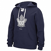 Men's Toronto Maple Leafs Reebok Navy 100th Anniversary Lace Up Pullover Hoodie,baseball caps,new era cap wholesale,wholesale hats