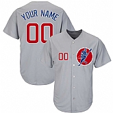 Chicago Cubs Gray Men's Customized Cool Base New Design Jersey,baseball caps,new era cap wholesale,wholesale hats