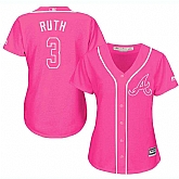 Glued Women's Atlanta Braves #3 Babe Ruth Pink New Cool Base Jersey WEM,baseball caps,new era cap wholesale,wholesale hats