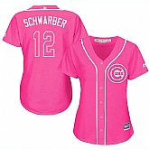 Glued Women's Chicago Cubs #12 Kyle Schwarber Pink New Cool Base Jersey WEM,baseball caps,new era cap wholesale,wholesale hats