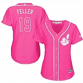 Glued Women's Cleveland Indians #19 Bob Feller Pink New Cool Base Jersey WEM,baseball caps,new era cap wholesale,wholesale hats