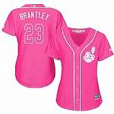 Glued Women's Cleveland Indians #23 Michael Brantley Pink New Cool Base Jersey WEM,baseball caps,new era cap wholesale,wholesale hats