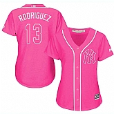 Glued Women's New York Yankees #13 Alex Rodriguez Pink New Cool Base Jersey WEM,baseball caps,new era cap wholesale,wholesale hats