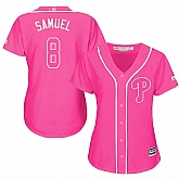 Glued Women's Philadelphia Phillies #8 Juan Samuel Pink New Cool Base Jersey WEM,baseball caps,new era cap wholesale,wholesale hats