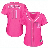 Glued Women's Tampa Bay Rays #11 Logan Forsythe Pink New Cool Base Jersey WEM,baseball caps,new era cap wholesale,wholesale hats