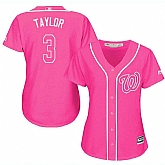 Glued Women's Washington Nationals #3 Michael Taylor Pink New Cool Base Jersey WEM,baseball caps,new era cap wholesale,wholesale hats