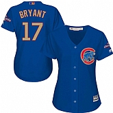 Women Chicago Cubs #17 Kris Bryant Blue World Series Champions Gold Program New Cool Base Jersey JiaSu,baseball caps,new era cap wholesale,wholesale hats