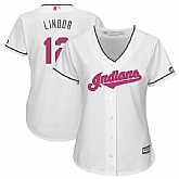 Women Cleveland Indians #12 Francisco Lindor White Mother's Day New Cool Base Jersey JiaSu,baseball caps,new era cap wholesale,wholesale hats
