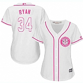 Women Houston Astros #34 Nolan Ryan White Pink New Cool Base Jersey JiaSu,baseball caps,new era cap wholesale,wholesale hats